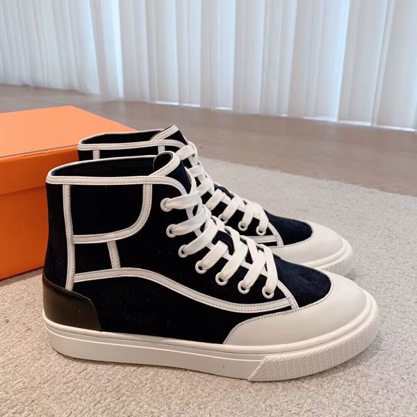 23s/s Men de luxo High-top Up Up Sneaker Shoes Calfskin Leather Trainers Cool Styly Man Skate Walking Comfort Footwear EU38-46