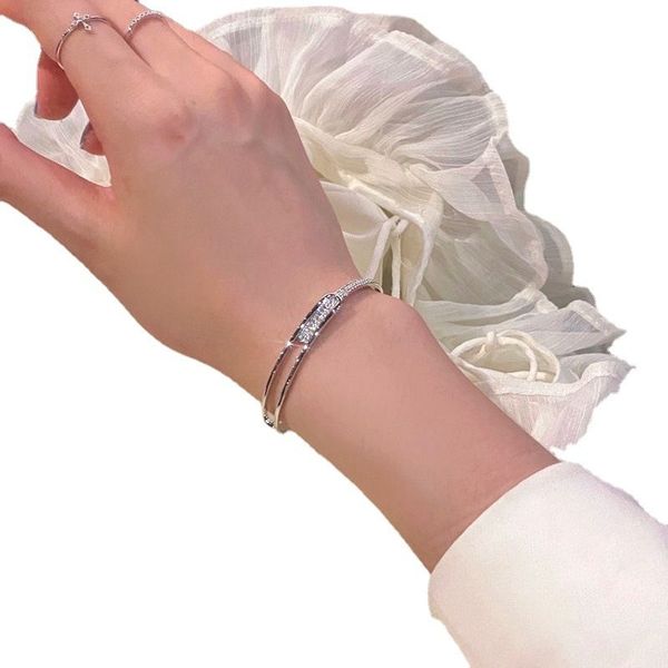 Kreatives Design Strass Kristall Offener Armreif Frauen Paar Manschettenarmband Mode Lässig Schmuck Jubiläumsgeschenk