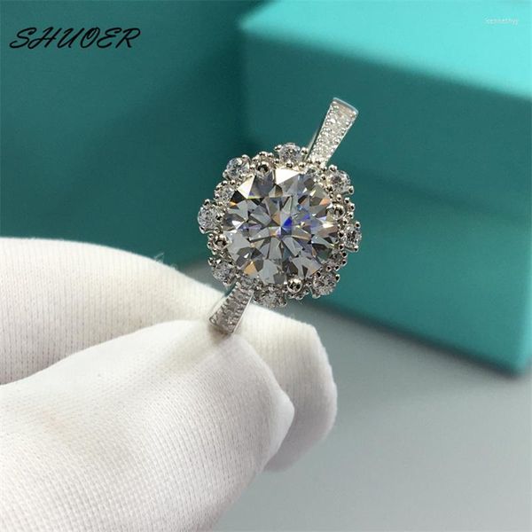 Anelli a grappolo Classico argento sterling 925 2 taglio brillante diamante passante D colore Moissanite stella anello universale per gioielli da donna