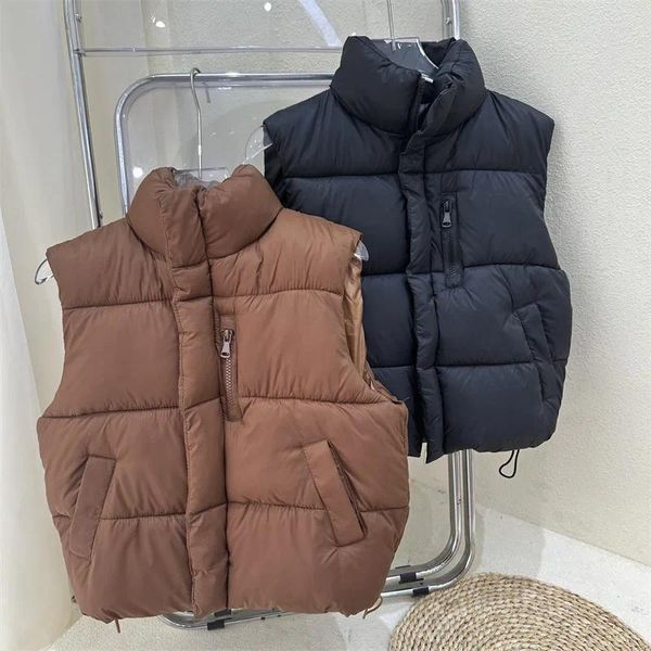 Jacken Winter Warm Baby Und Mädchen Jungen Einfarbig Baumwolle Gefüttert Durchgehender Reißverschluss Kordelzug Puff Weste Kind Weste Schule Kinder Outfit Tops 3-14 Jahre