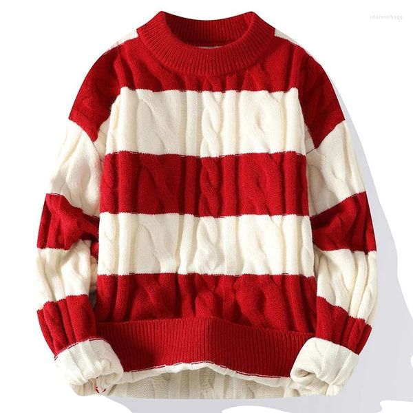 Männer Pullover 2023 Herbst Pullover Herren High End Dicke Warme Weihnachten Koreanische Winter Kleidung Männer Mode Gestreiften Pullover