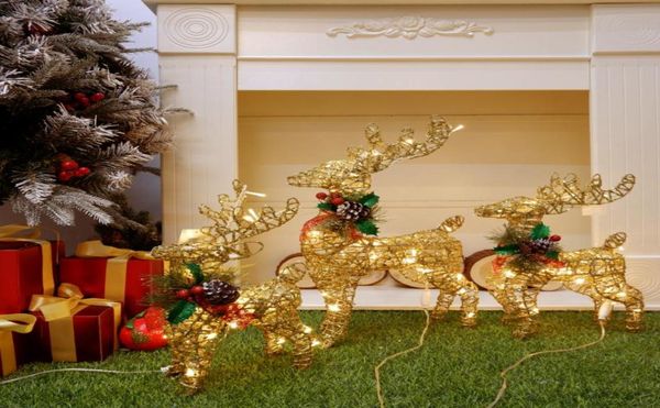 Weihnachtsdekorationen 2022 Jahr Dekoration Ornamente Gold Hirsch Elch Led Licht Baum Szene Zimmer Haus Navidad Dekor71387085142350