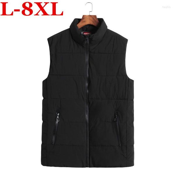 Piumino da uomo Plus Size 8XL 7XL Gilet in cotone autunno inverno da uomo Solid Casual Short Turn Collar Zipper Cappotto in vita allentato