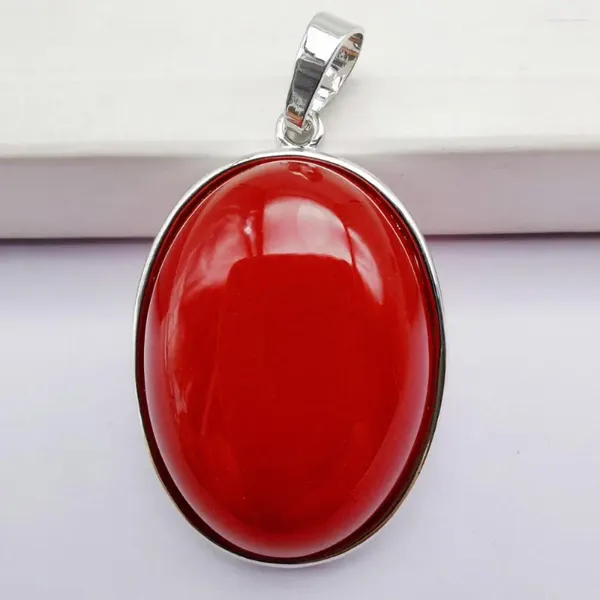 Anhänger Halsketten Rote Jade Stein Perle Oval Schmuck Für Frau Geschenk S3223