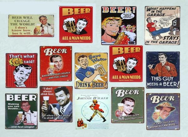 2021 Lustige Sparen Sie Wasser Trinken Bier Vintage Zinn Zeichen Retro Werbung Weißblech Haus Café Bar Restaurant Club Shop Wand poster Dec1258056