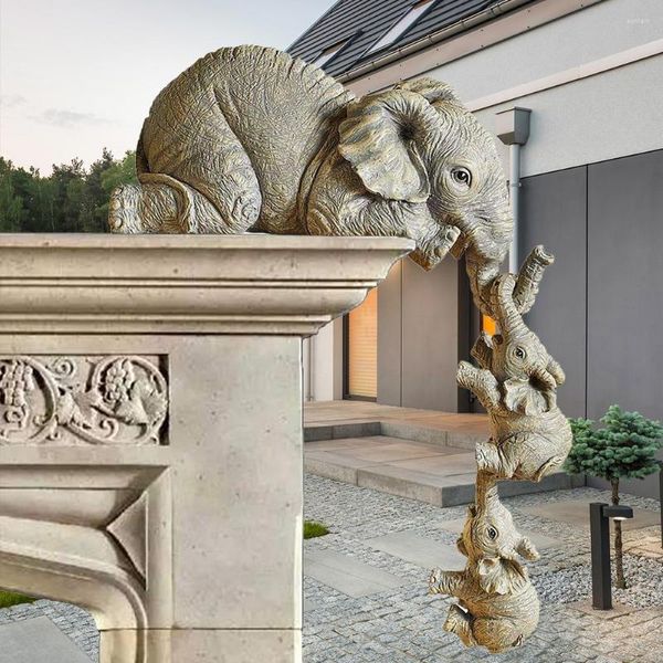 Decorazioni da giardino 3in1 Statua di elefante ubriaco Figura di azione in resina Ornamento di arredamento nordico Scultura di animali Figurine Decorazione per la casa del desktop