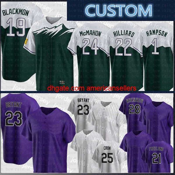 Maglie da baseball Maglia personalizzata Charlie Blackmon Kris Bryant CJ Cron Yonathan Daza Alan Trejo Raimel Tapia Brend