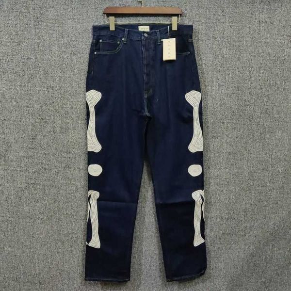Японская модная бренда Kapital Skeleton Bone Emelcodery Hirata Hehong Мужские джинсы.