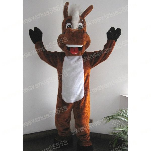 Costume della mascotte del cavallo marrone di Natale Personaggio a tema dei cartoni animati Carnevale per adulti Taglia Halloween Festa di compleanno Fancy Outdoor Outfit per uomini e donne