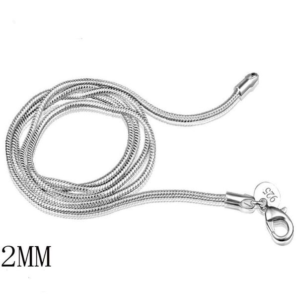2MM Schlangenkette 925 Silber vergoldet Schlangen Knochenketten Damen Halsband Halskette Unisex Design 16 bis 24 Zoll Wholesale222