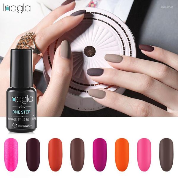 Gel de unhas inagla 8ml 3 em 1 fosco um etapa polonês UV Varnishes LED sem necessidade de manicure de casaco de base superior