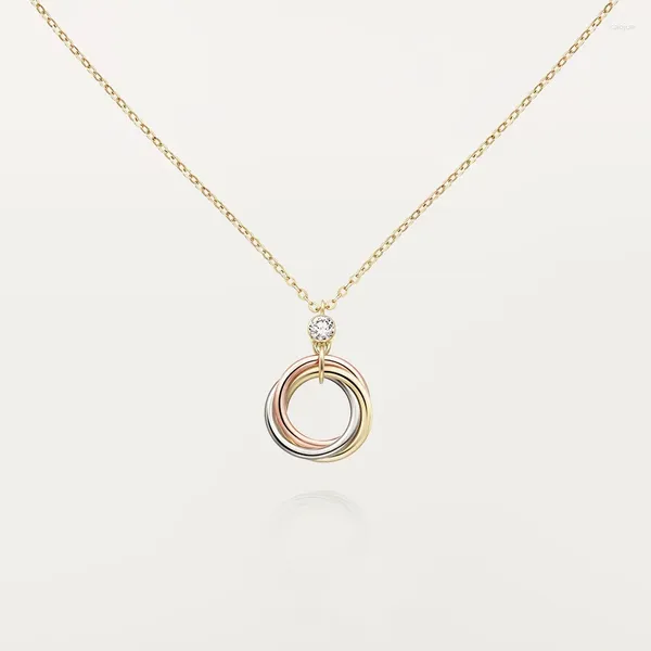 Комплект ожерелья и серег высокого качества, трехцветное три кольца в одном, подвеска с цирконом для женщин, модные ювелирные изделия, подарки на вечеринку