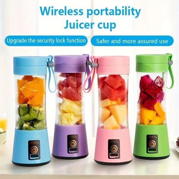 Copo liquidificador portátil USB elétrico premium, mini copo espremedor portátil para batidos e smoothies, suco, leite, frutas, vegetais, garrafa shaker de proteína, misturador, 12,85 onças, garrafa