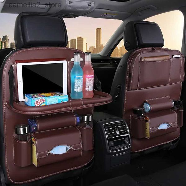 Organizzatore per auto Sedile per auto Organizzatore per schienale Borsa in pelle Pu Borsa per auto Organizzatore di stoccaggio per auto Vassoio da tavolo pieghevole Borsa da viaggio Accessori auto Q231109