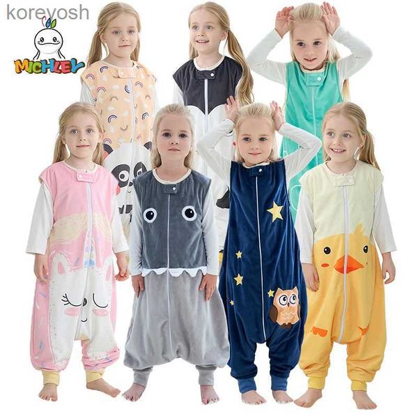 Pigiama MICHLEY Cartone animato senza maniche Sacco nanna per bambini Sacco invernale Spessa indossabile Coperta Sleepwear Pigiama per ragazze Ragazzi 1-6TL231109