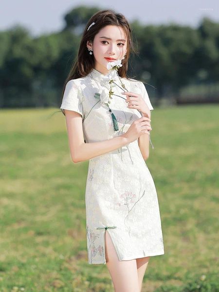 Roupas étnicas Verão Retro Cheongsam Menina Melhoria Diária Modern Qipao Roupas Tradicionais Chinesas para Mulheres Cosplay Traje