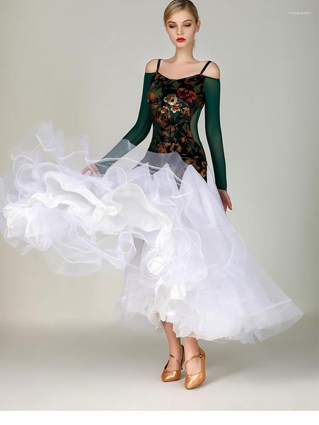 Bühnenkleidung Frauen Gesellschaftstanz Kleid Moderne Kleidung Balltanz Leistung Kostüme Mädchen Walzer Tango Voller Rock MY795