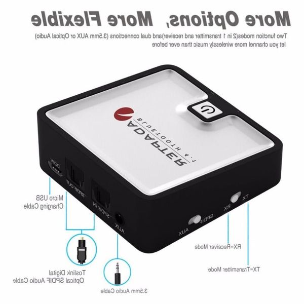 Freeshipping 2 in 1 Bluetooth Sender Empfänger Wireless Stereo Audio Adapter Bluetooth Empfänger TOSLINK/SPDIF AUX 35mm Suvtv