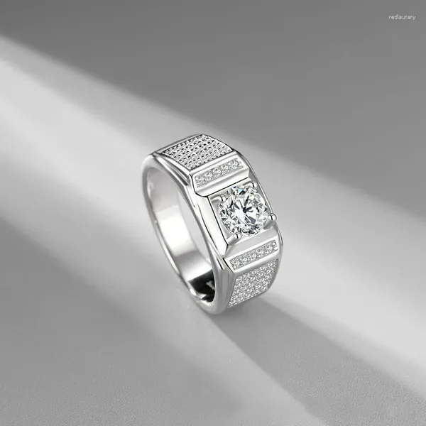 Fedi nuziali Moissanite americana a sei punte con montatura in argento moda Anello micro-set multi-zircone Splendido regalo di San Valentino