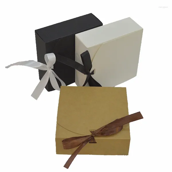 Envoltório de presente 5/10pcs caixa para embalagem caixas de papel kraft vintage com decoração de fita tamanho personalizado impresso logotipo branco embalagem recomendado