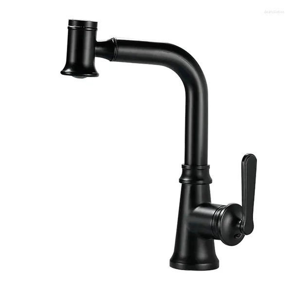 Küchenarmaturen Gun Grey Pull Faucet And Cold Double Control 50cm Free Single Holder Hole