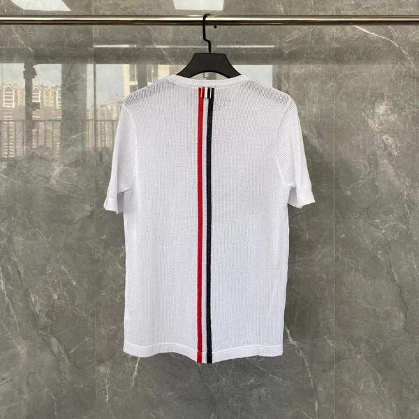 Erkek Tişörtleri Marka Unisex Polo Gömlek Orijinal Tasarımcı Stripe Jacquard Nefes Alabaç Kısa Kalıcı Yüksek Kaliteli Lüks T-Shirt Ünlü