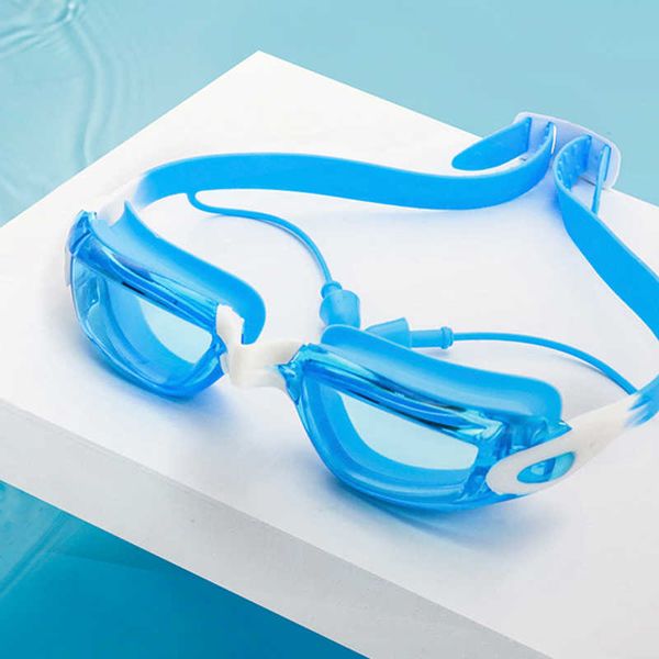 Goggles hd lente anti nevoeiro óculos de natação com tampão para as crianças meninas meninos garotas de natação ajustáveis ​​piscina de piscina de treinamento de treinamento transparente p230408