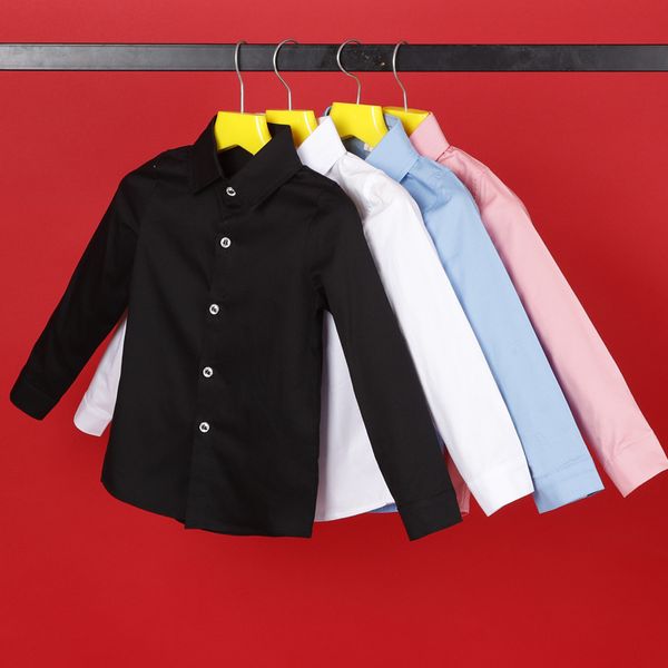 Camisas infantis Camisa da escola para meninos adolescentes para meninos Turn Down Collar Circh para meninas Blusa de aniversário de crianças brancas 6 8 10 12 14 Ano 230408