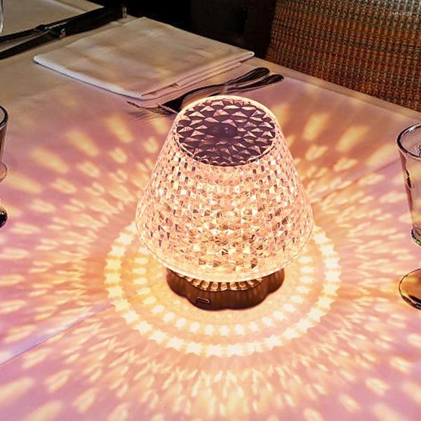 Lâmpadas de mesa LED Lâmpada Crystal Light Projecor 3/16 Cores Toque/Remoto Ajustável Diamante ATMOSFERA NOITE ROMAÍCULA USB