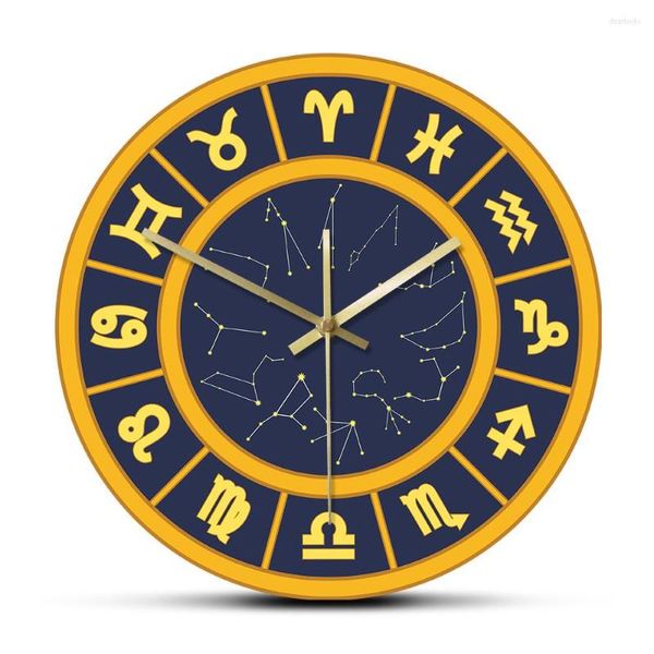 Duvar Saatleri Burç Dairesi Astroloji Saati Mutfak Astronoy Takım Anlatımı Modern Tasarım Akrilik Büyük Saat Tikmeni