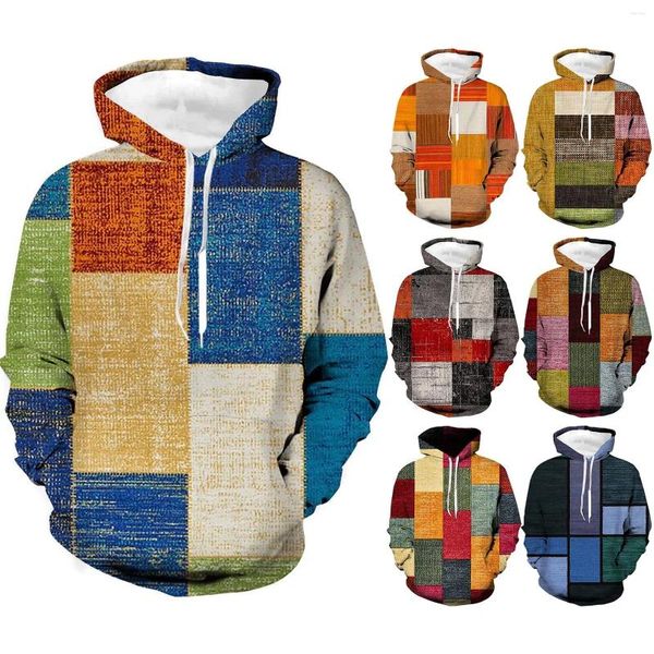 Herren-Kapuzenpullover, lässig, modisch, farblich abgestimmt, bedruckter Pullover für Herren, Kapuzenpullover, Sweatshirt mit Reißverschluss