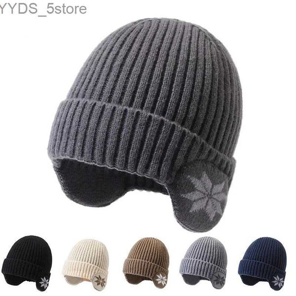 Gorro/bonés de caveira inverno quente de pelúcia gorros de malha para homens mulheres neve moda crânios chapéu unisex ao ar livre à prova de frio proteção de orelha bonés de lã YQ231108