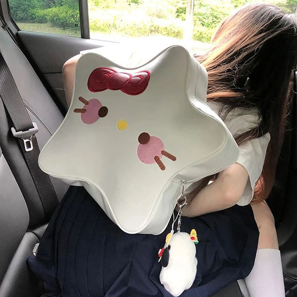 Schultaschen im japanischen Stil Pentagramm Rucksack Kawaii Cartoon Stern Tasche Mode PU Schultasche für Mädchen Geburtstagsgeschenk 231108