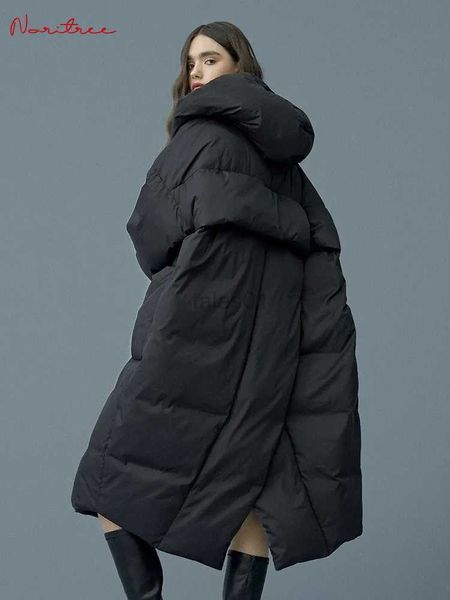 Damen Daunenparkas S- 7XL Winter Übergroßer warmer Entendaunenmantel Weibliche X-lange warme Daunenjacke Kapuzenstil Dicke warme Parkas F192 Passform 110 kg zln231109