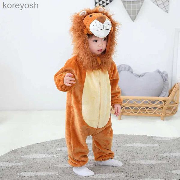 Pijama animal leão recém-nascido roupas de bebê bodysuit menino menina macacão kigurumis cosplay traje da criança macacão halloween infantil pijamas l231109