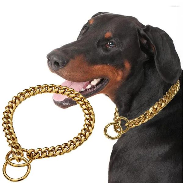 Collari per cani Collare in acciaio inossidabile da 10 mm Catena a strozzo Collana cubana di lusso Addestramento antiscivolo per cani di taglia media Pitbull