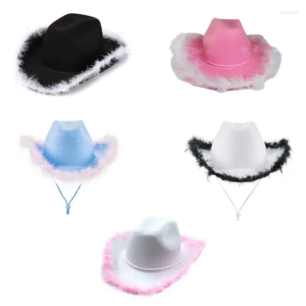 Berets x6he ocidental cowgirl chapéu para mulheres cosplay cowboy despedida de solteira meninas headwear acessórios de cabeça de casamento