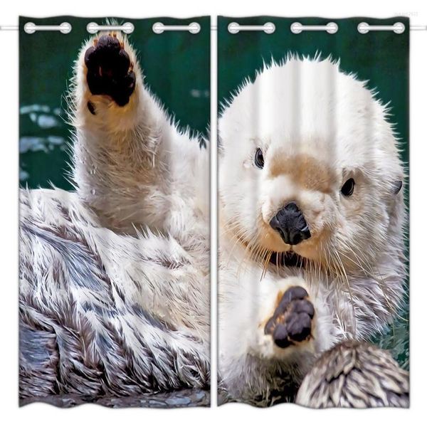 Занавес Hommomh 24 x 36 дюймов (2 панель) нагрузки на топ Top Top Comment Blackout Mite Big White Bear Animal