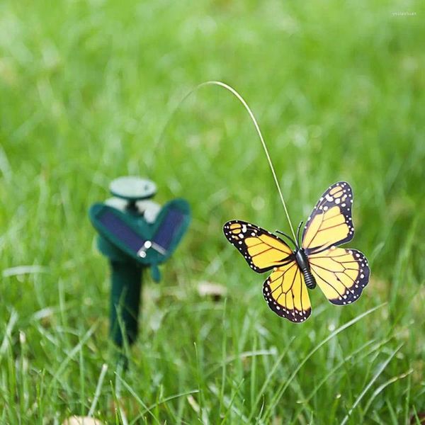 Decorações de jardim Solar Artificial Borboleta Hummingbird Voando Simulação Estaca de Gramado Simulado Pássaro Pena Artesanato Decoração