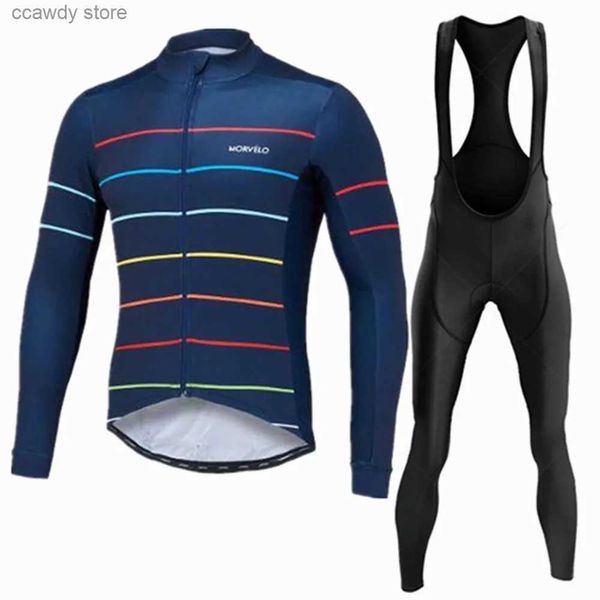 Tute da uomo Team MORVELO 2022 Maglia da ciclismo Set Uomo Francia Tour Abbigliamento invernale Giacca termica da bici lunga Seve MTB Ropa Ciclismo T231109