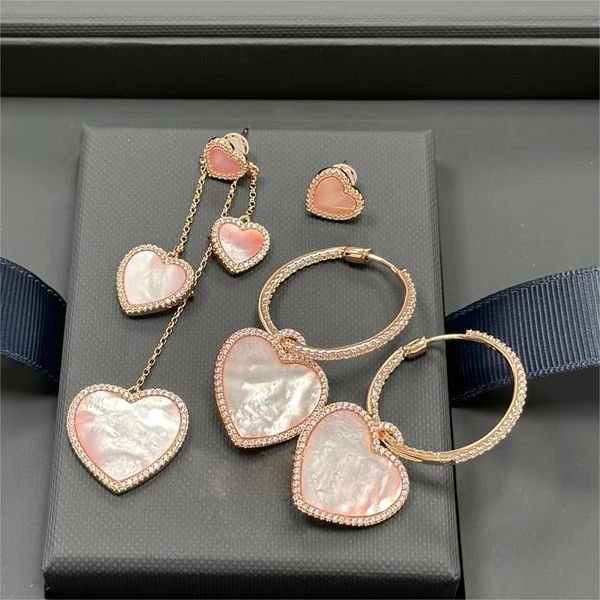luxo Uma marca amor coração designer brincos mulheres meninas charme pérola elegante corações rosa diamante arcterxy aretes brincos brinco brinco anéis de orelha jóias