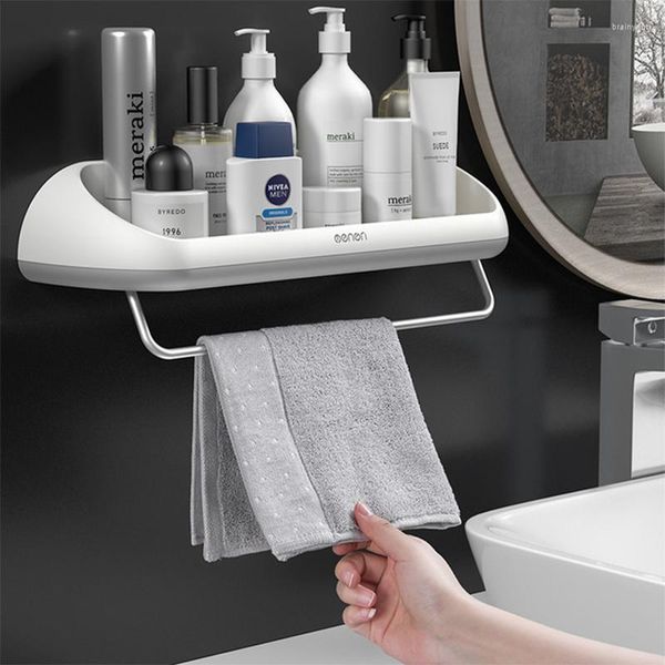 Set di accessori per il bagno Portaoggetti a parete in plastica Scaffale per asciugamani multifunzionale Portaoggetti creativo per la casa Bagno