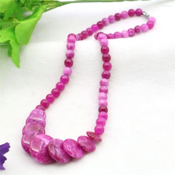 Ketten 6-14mm Runde Oblate Incremental Rose Red Jade Halskette Naturstein Chalcedon Neck Wear Damenmode Schmuckherstellung Design