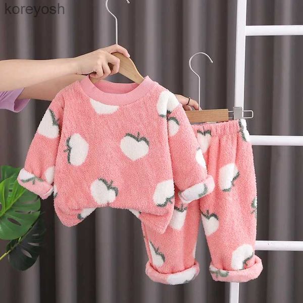 Pyjamas Mädchen Pyjamas Sets Samt Pijamas Für Kinder kinder Unterwäsche Anzug 2023 Herbst Winter Kinder Warme Nachtwäsche Baby Hause kleidungL231109