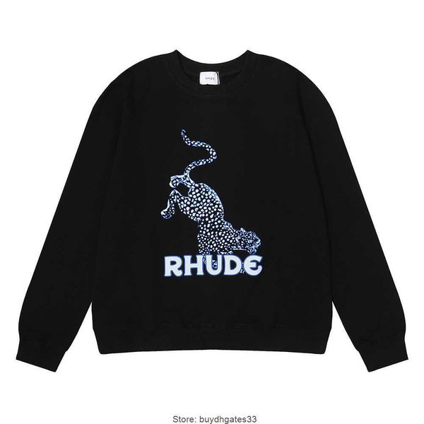 Designer-Herren-Sweatshirts mit Leopardenmuster, Leopardenmuster, Frottee-Rundhalspullover, großer Herren-Pullover