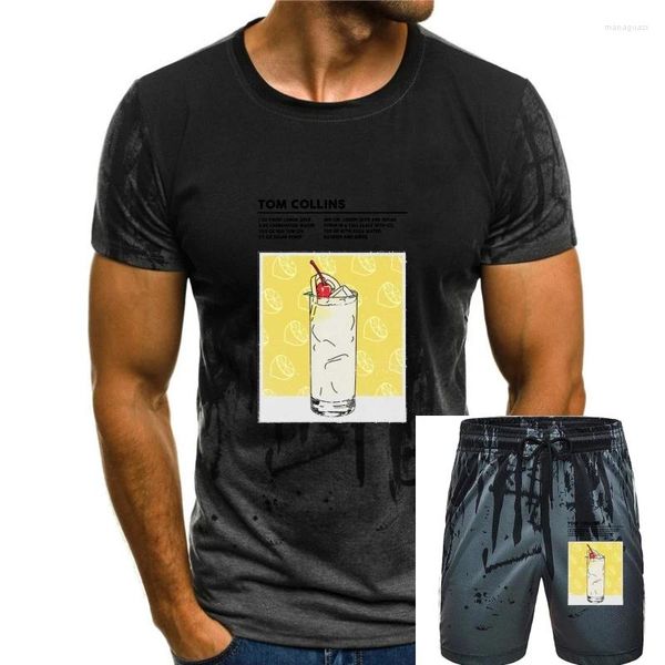 Tracksuits masculinos Tom Collins T-shirt Bebida Mista Cocktail Álcool Bartender Booze Happy Hour S 2023 Moda Tops StreetWear Camiseta Sólida