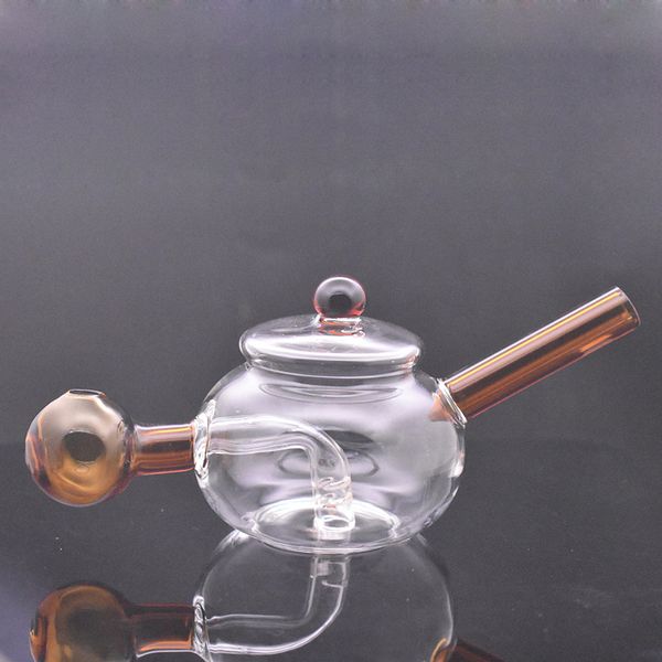 China Tea Pot Glass Oil Burner Bong Dab Rigs Narghilè con 30mm Glass Oil Bowl Piccolo Bubbler Beaker Bong Water Pipes Oil Rig