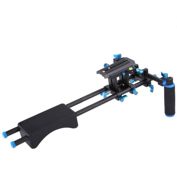 Freeshipping DSLR Rig Câmera Suporte de Montagem Cabeça de Vídeo Portátil Sistema de Suporte de Ombro 15mm Haste Braçadeira Stand Kutrf