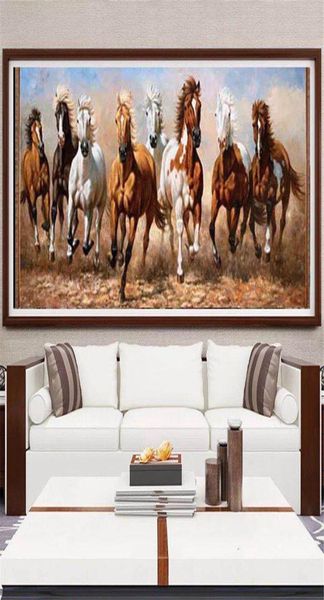Grandi cavalli in corsa bianchi Dipinto su tela Poster di animali moderni di grandi dimensioni e stampa Immagine di arte della parete per soggiorno Decorazioni per la casa3544375