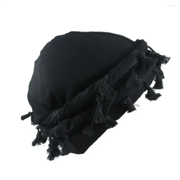 Berets 58-60 cm Männer Hut Punk Burr Trim Twisted Tail Fringe Baumwolle Bandana Hop Turban Hüte Kopf Wrap beanie Cap Einfarbig Docker